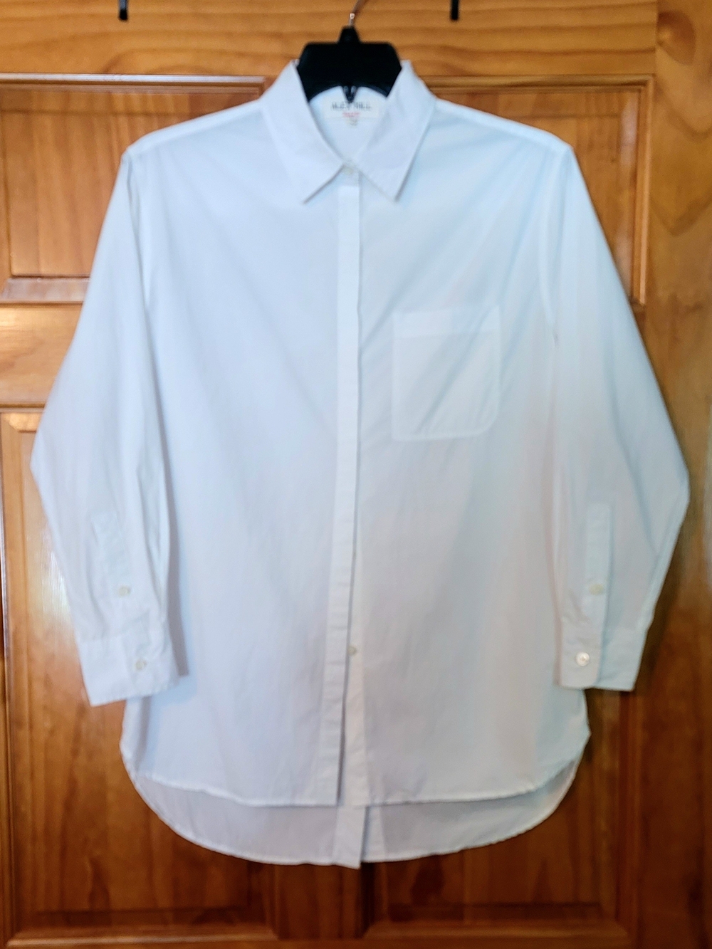 ALEX MILL 100% Cotton Poplin White Wash & Go Long Shirt Womens S Excellent